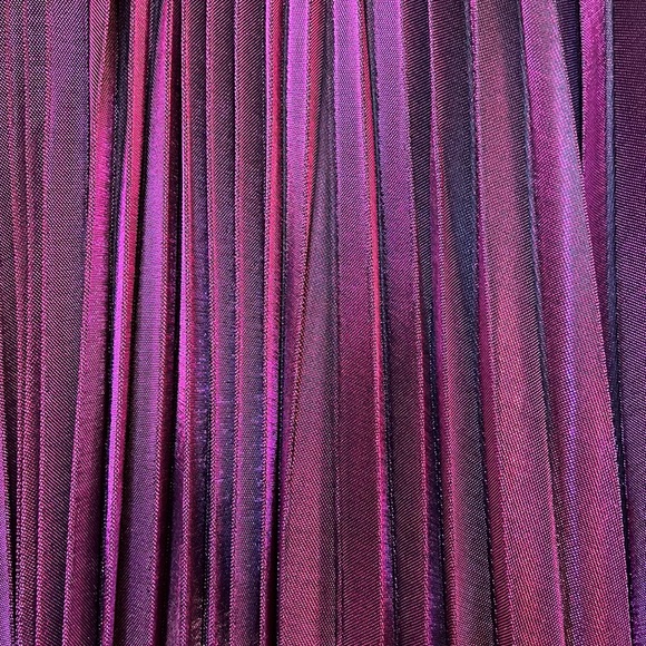 NEW PASTEL Metallic Shiny Shimmer Accordion Pleated Maxi Pink/Purple Skirt - Picture 9 of 13